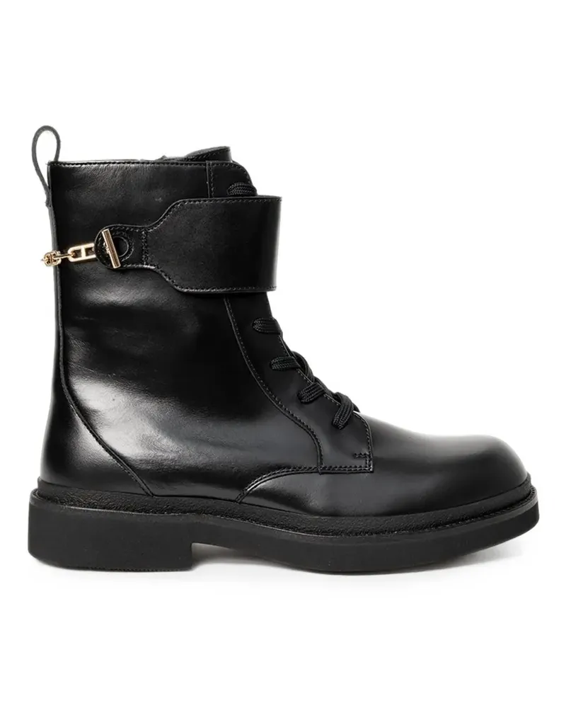 HUGO BOSS lace-up leather boots with gold-tone hardware - Schwarz Schwarz