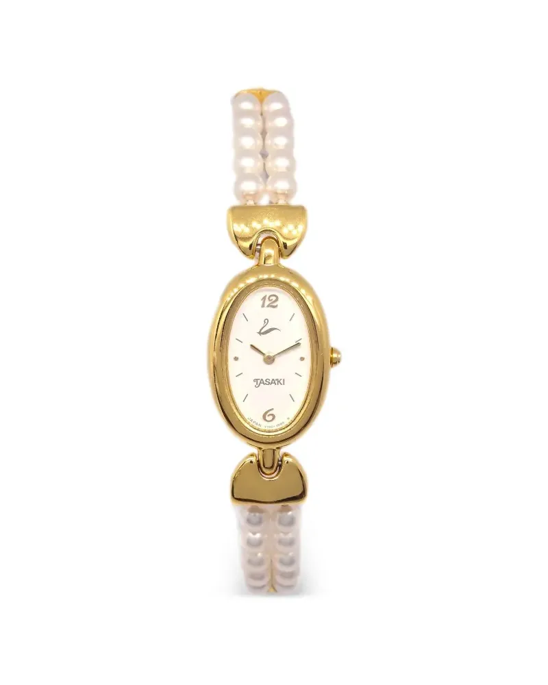 TASAKI 1990-2000s Armbanduhr mit Perlenverzierung 22mm - Weiß Weiß