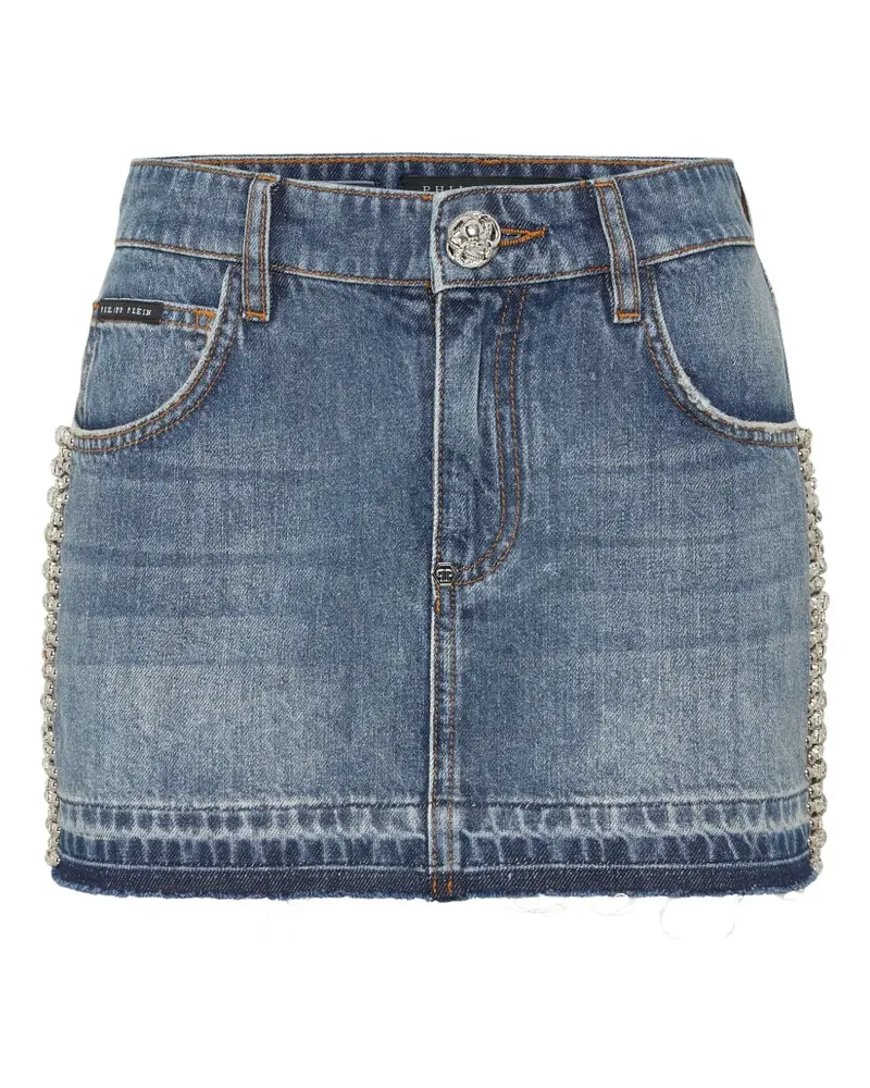 Philipp Plein Jeansrock mit Strass - Blau Blau