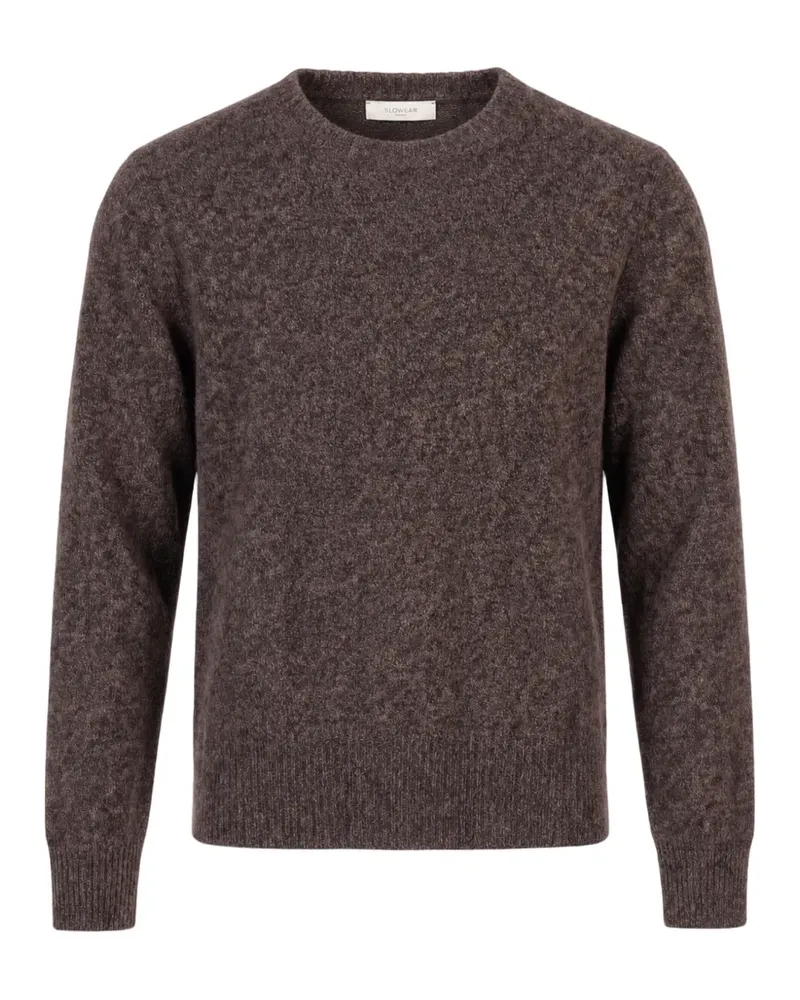 Slowear Melierter Pullover mit rundem Ausschnitt - Braun Braun
