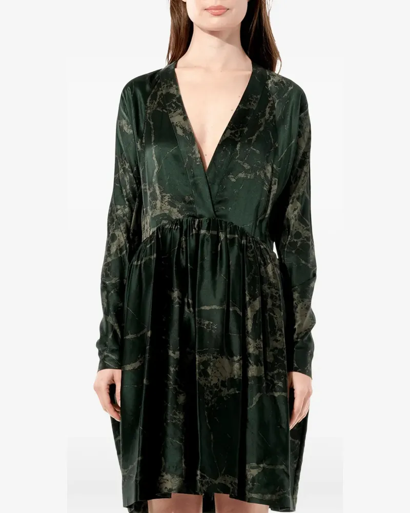 Balenciaga marble-print V-neck dress - Grün Grün