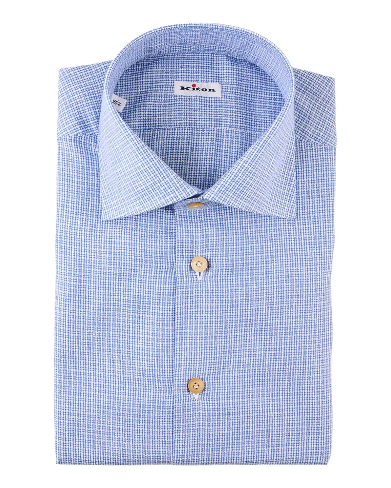 Kiton micro-check shirt - Blau Blau