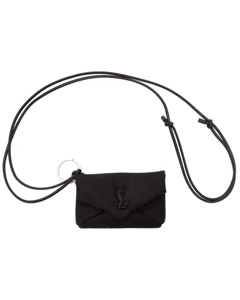 Saint Laurent Wattiertes Portemonnaie mit YSL-Schild - Schwarz Schwarz