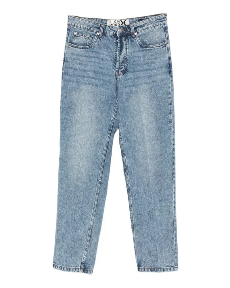 John Richmond logo-embroidered acid-wash jeans - Blau Blau