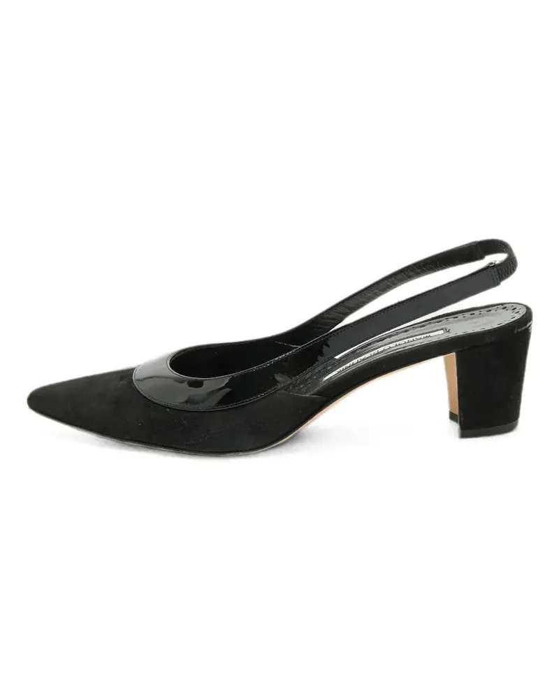 Manolo Blahnik Spitze Slingback-Mules - Schwarz Schwarz