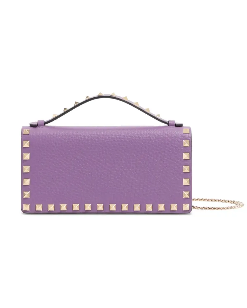 Valentino Garavani Rockstud Clutch aus gekörntem Leder - Violett Violett