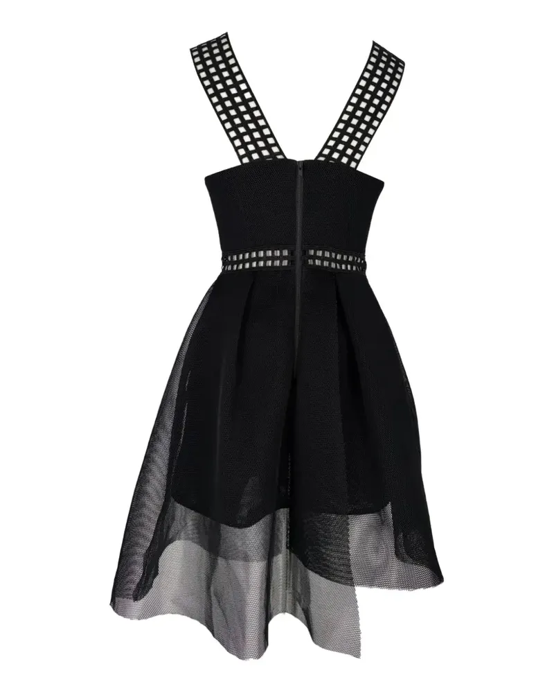 Self-Portrait Asymmetrisches Mesh-Kleid - Schwarz Schwarz