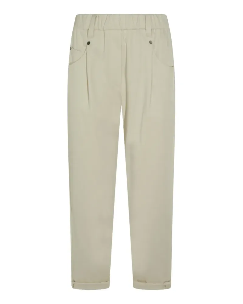 Brunello Cucinelli elasticated-waistband tapered trousers - Nude Nude