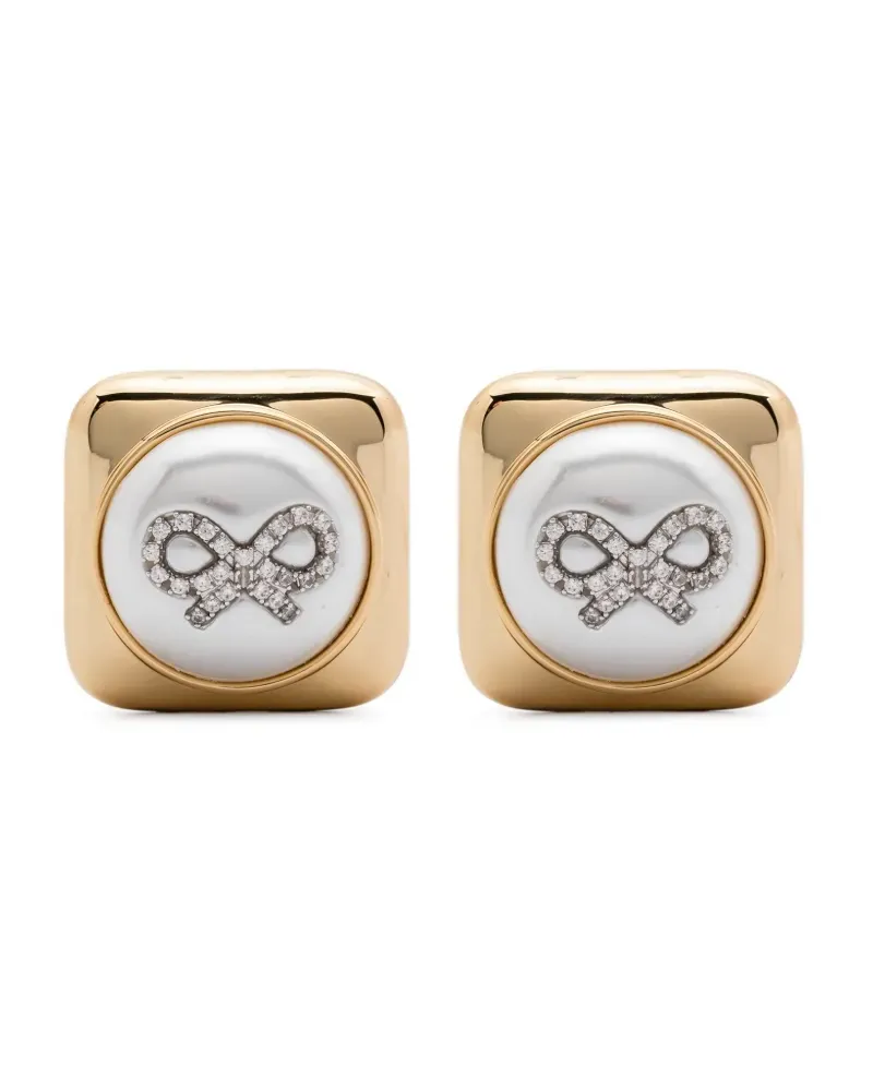 Self-Portrait Bow Square Ohrringe - Gold Gold