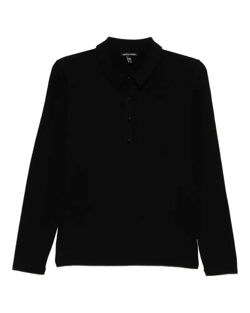 Eileen Fisher Geknöpftes Poloshirt - Schwarz Schwarz