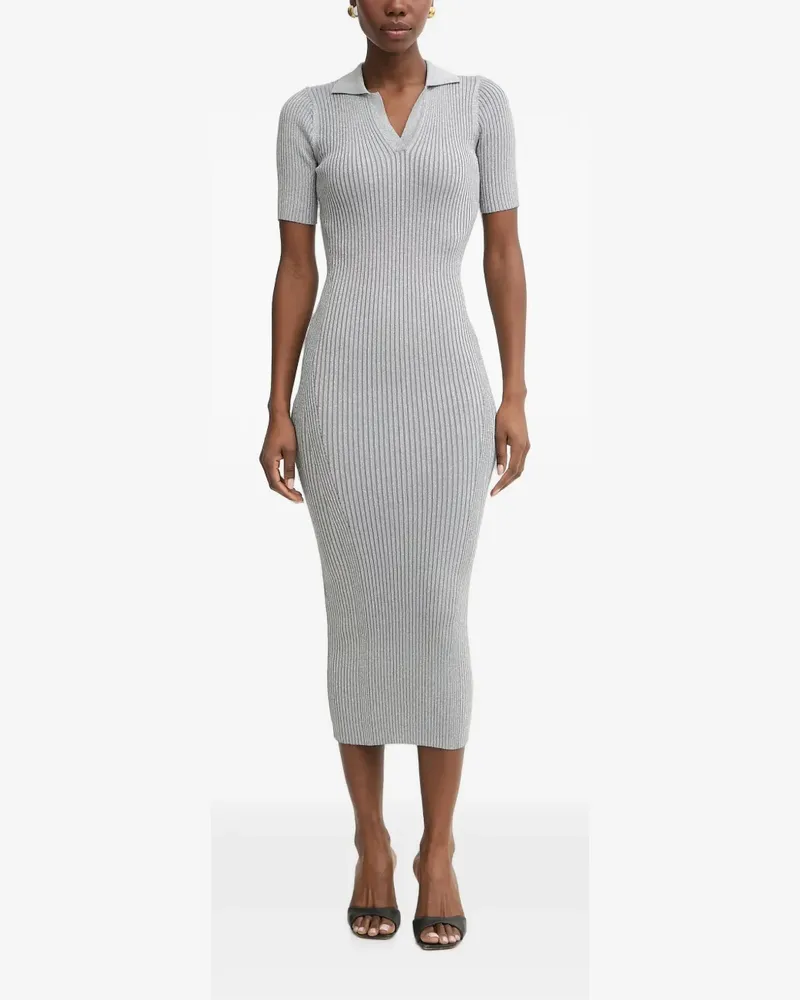Fracomina ribbed-knit polo midi dress - Grau Grau