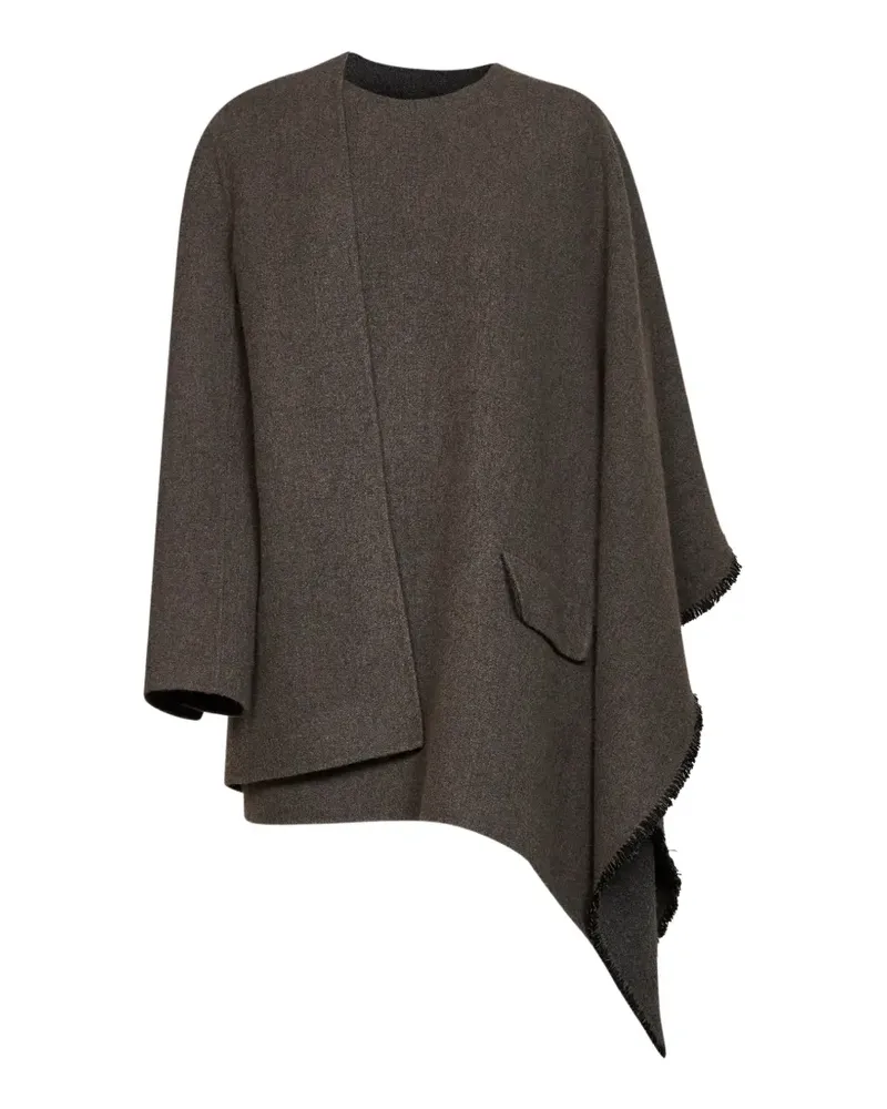 Uma Wang asymmetric frayed-edge cape - Grau Grau