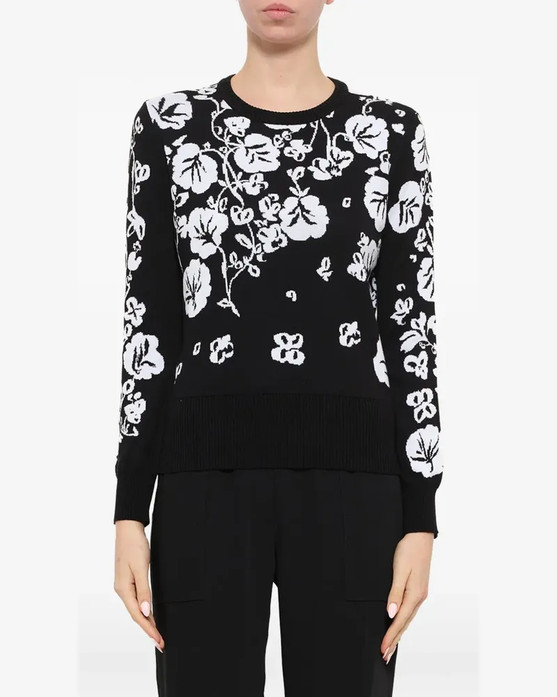 Kenzo Intarsienpullover mit Blütenmuster - Schwarz Schwarz