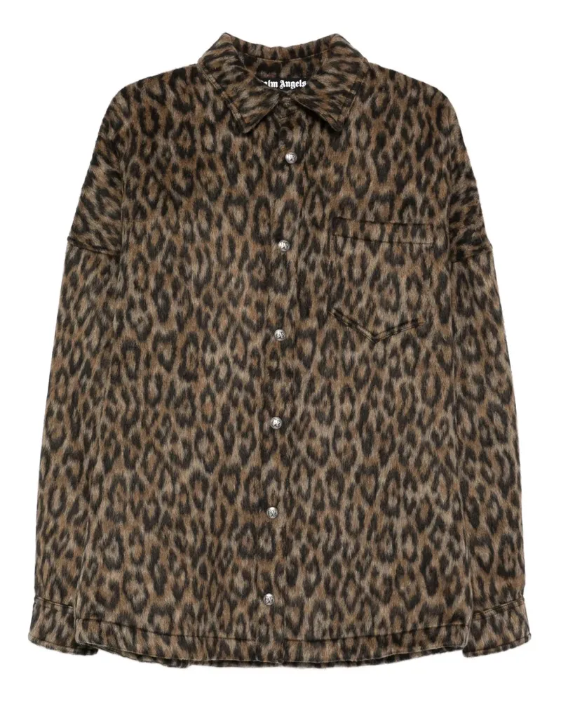 Palm Angels Hemdjacke mit Leoparden-Print - Braun Braun