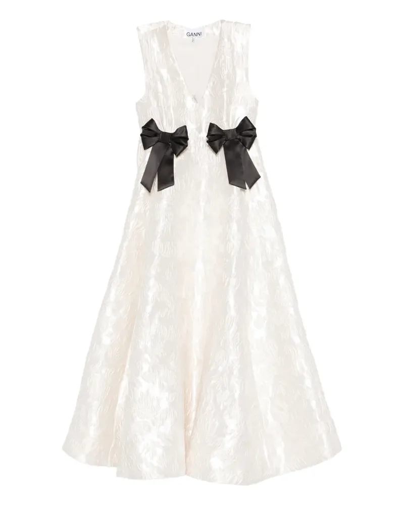 Ganni Midikleid mit V-Ausschnitt - Nude Nude