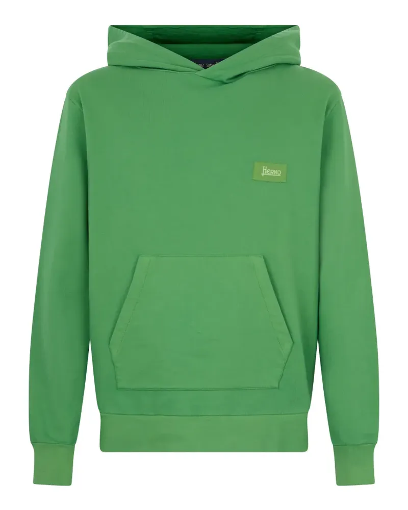 Herno hooded logo-patch hoodie - Grün Grün