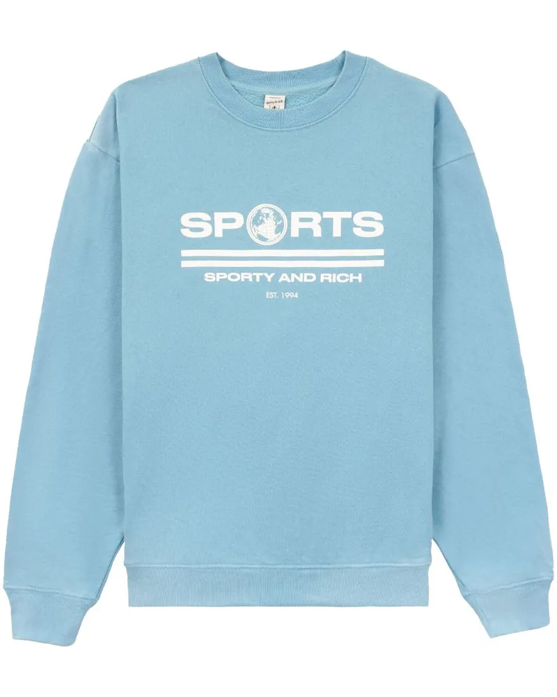 SPORTY & RICH Sweatshirt mit Logo-Print - Blau Blau