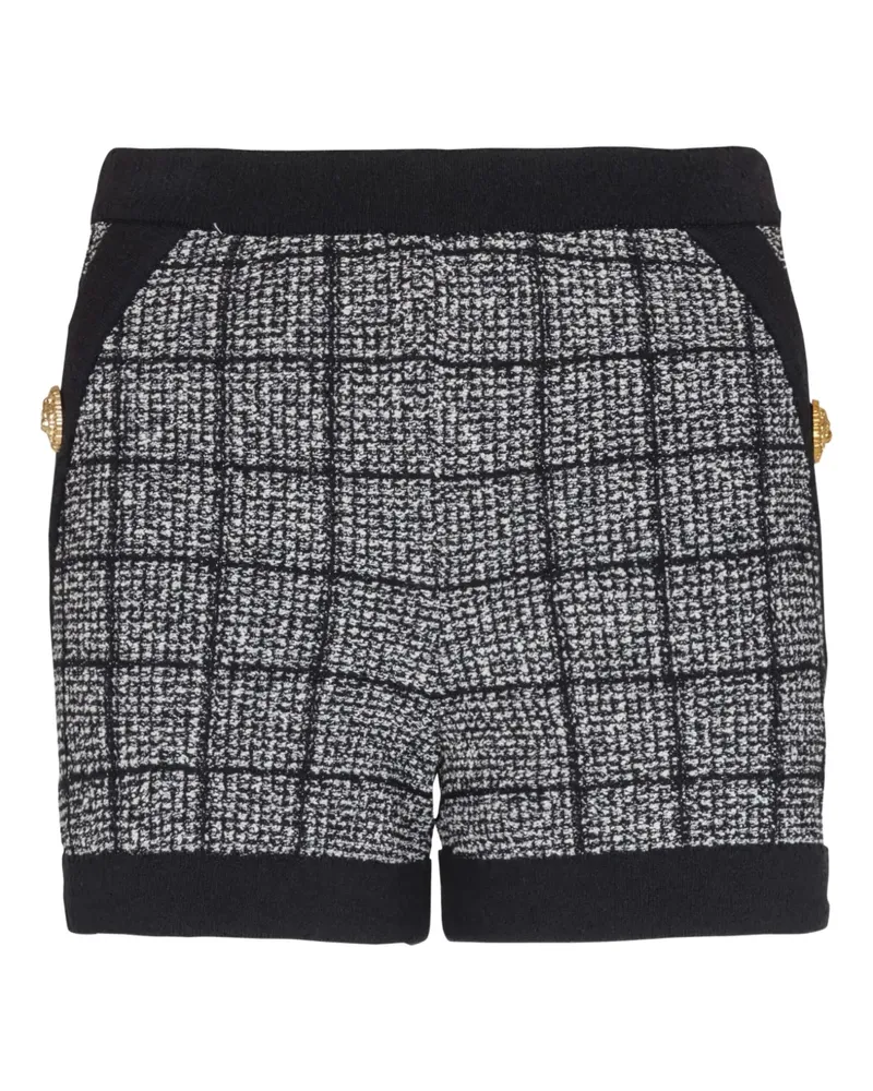 Balmain Karierte Shorts mit Knöpfen - Grau Grau