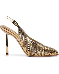 Le Silla Cage Pumps mit Kristallen Gold