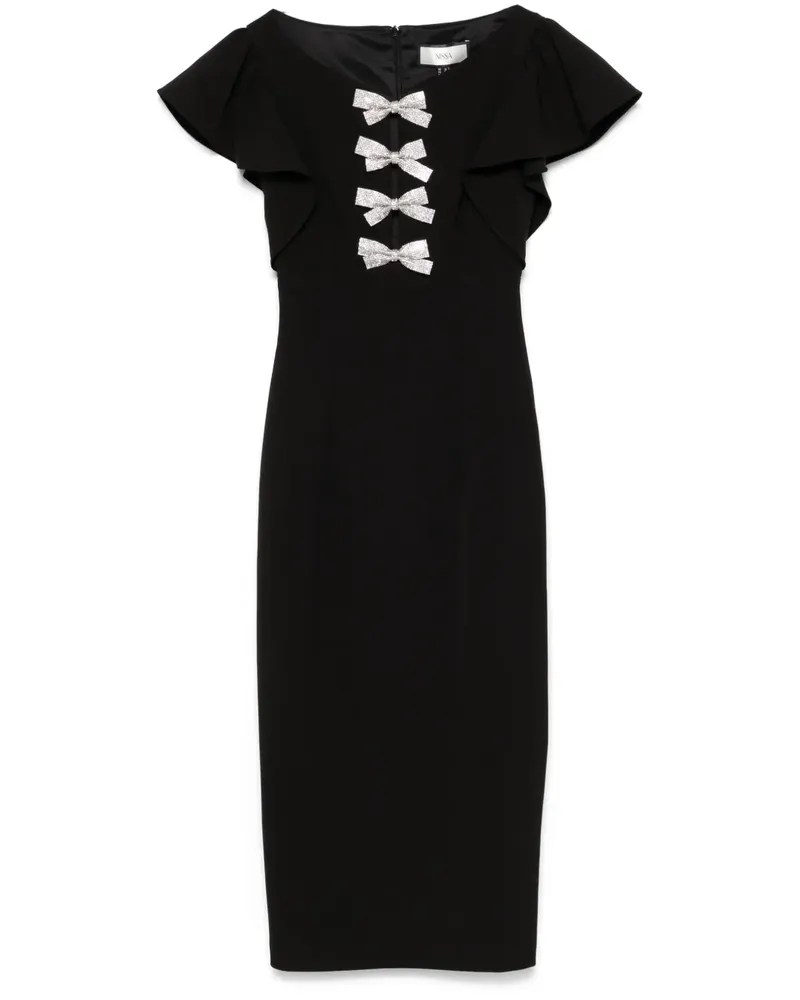 NISSA Midikleid mit Schleifendetail - Schwarz Schwarz