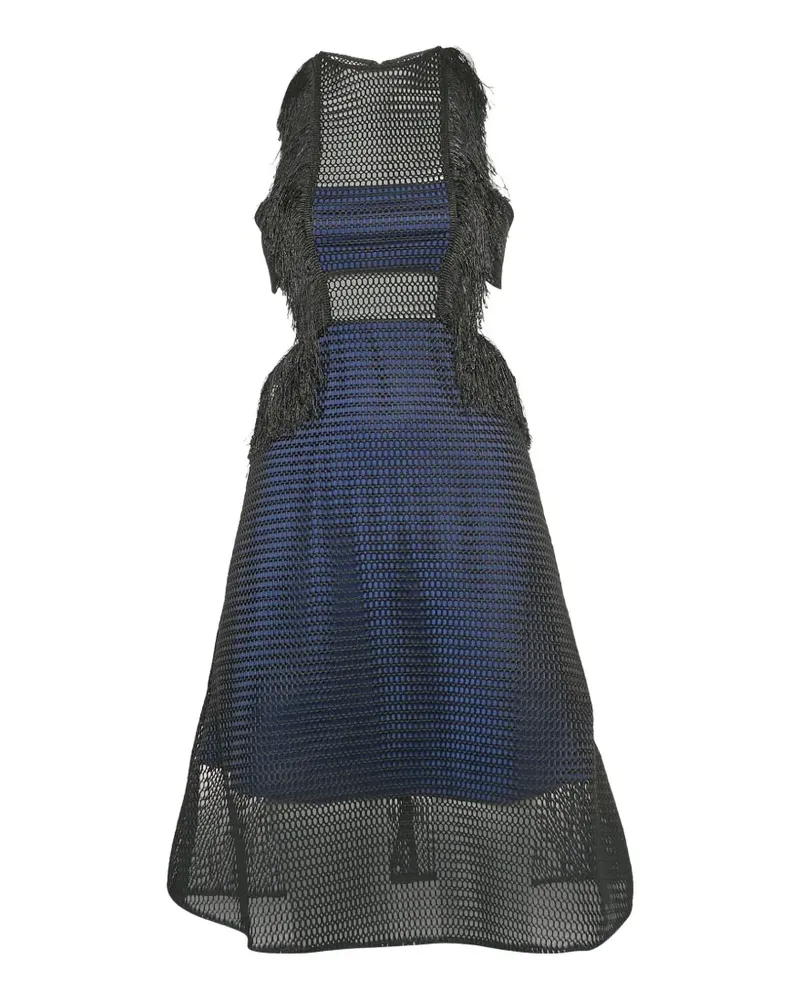 Self-Portrait fringed mesh-panel dress - Schwarz Schwarz