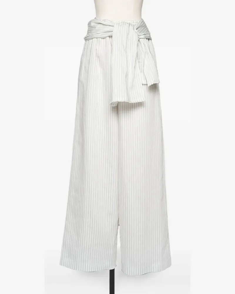 Muller of Yoshiokubo stripe-pattern belted palazzo pants - Blau Blau