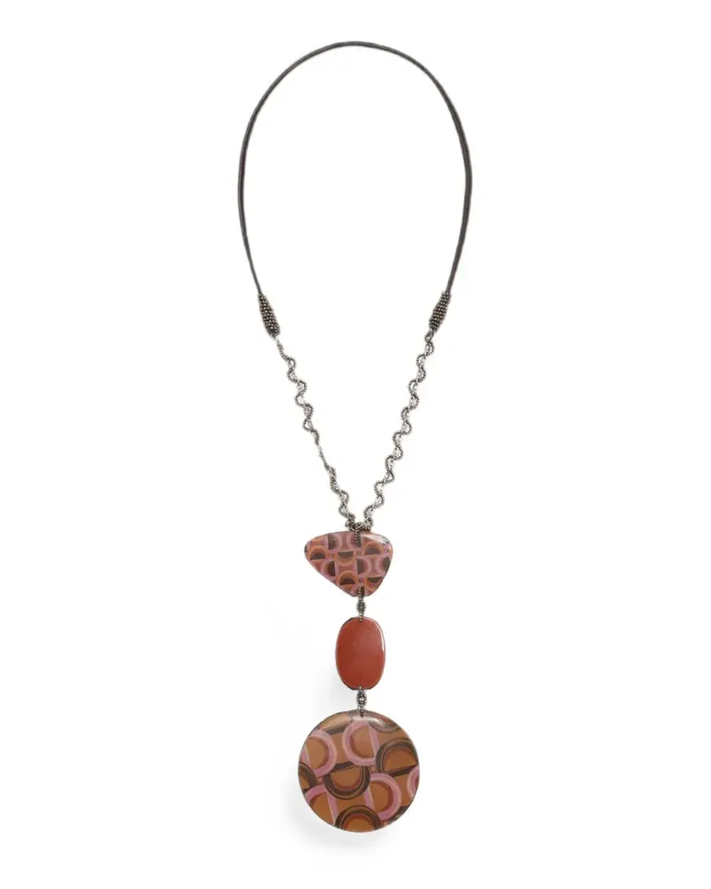 Maliparmi Prints Inside patchwork resin necklace - Grau Grau