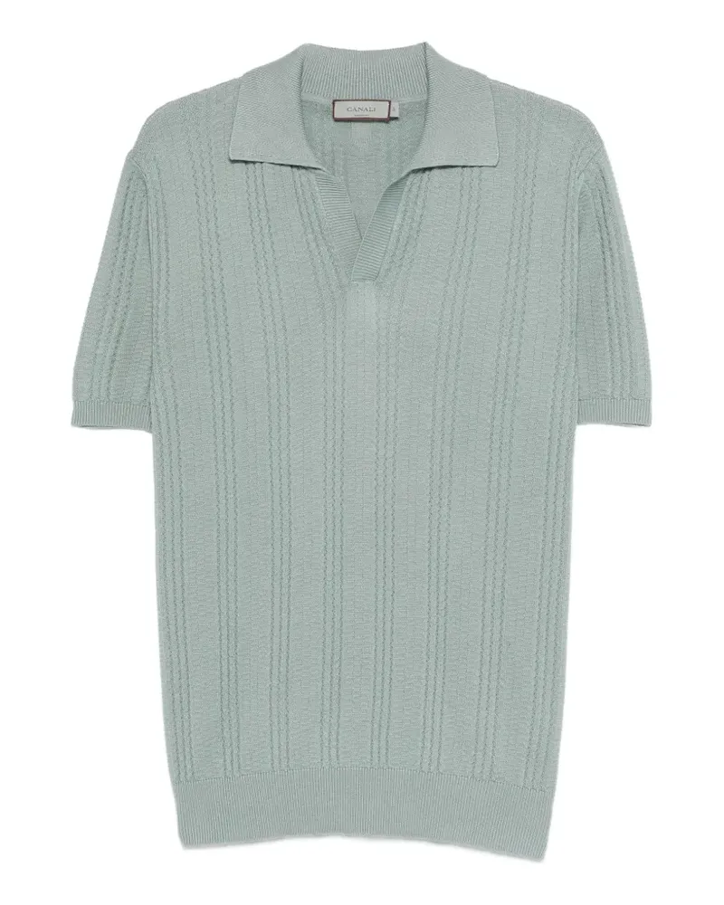 Canali T-Shirt mit Poloshirtkragen - Blau Blau
