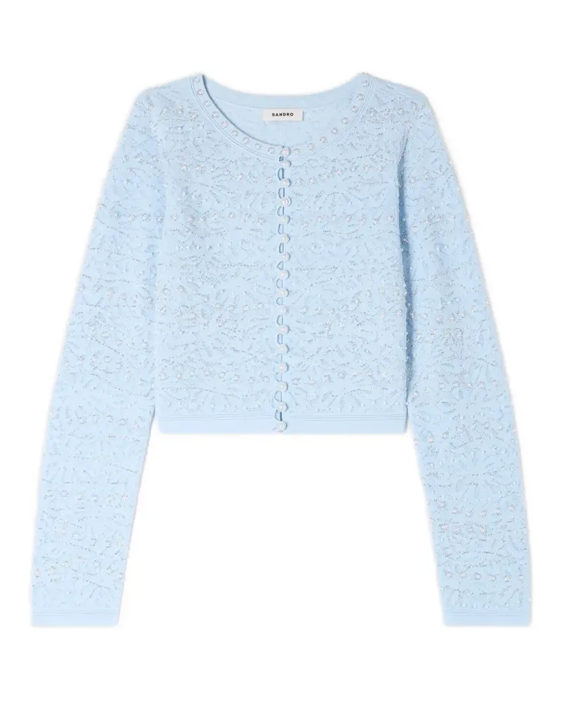 Sandro Strickmantel mit Blumenmuster - Blau Blau
