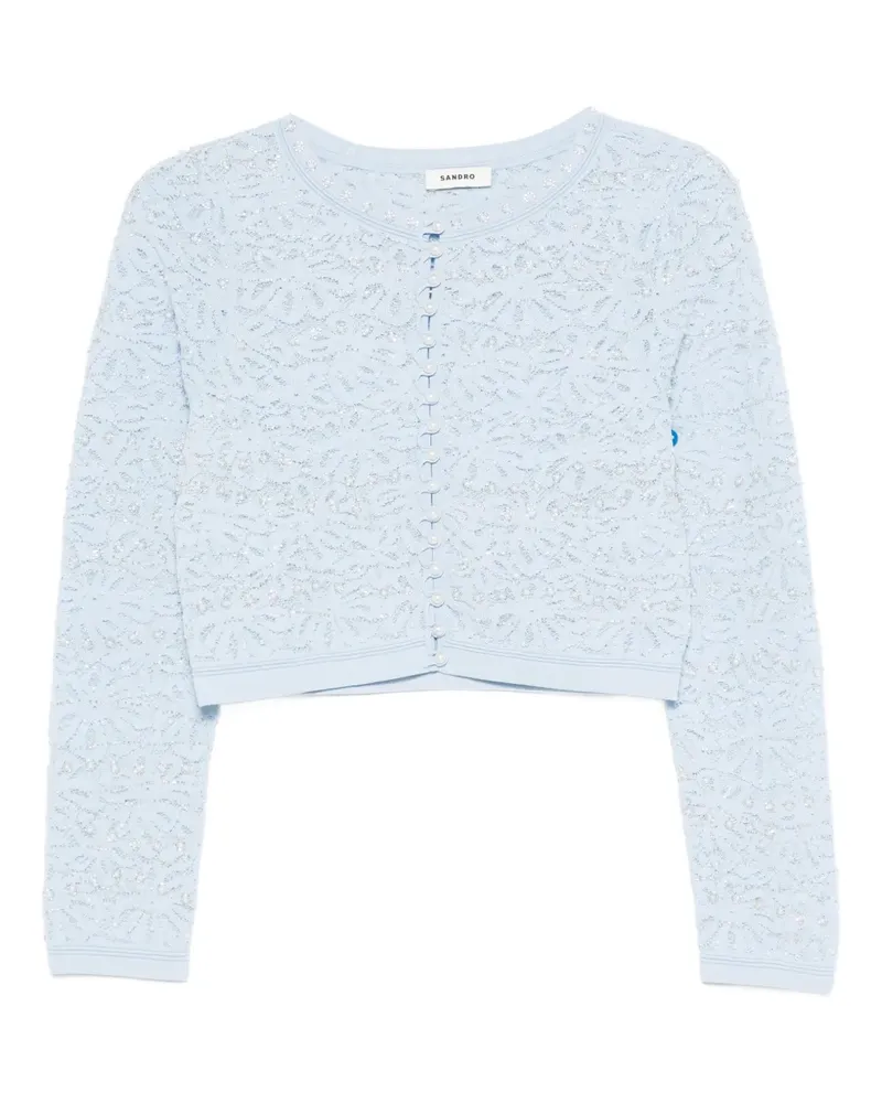 Sandro Strickmantel mit Blumenmuster - Blau Blau