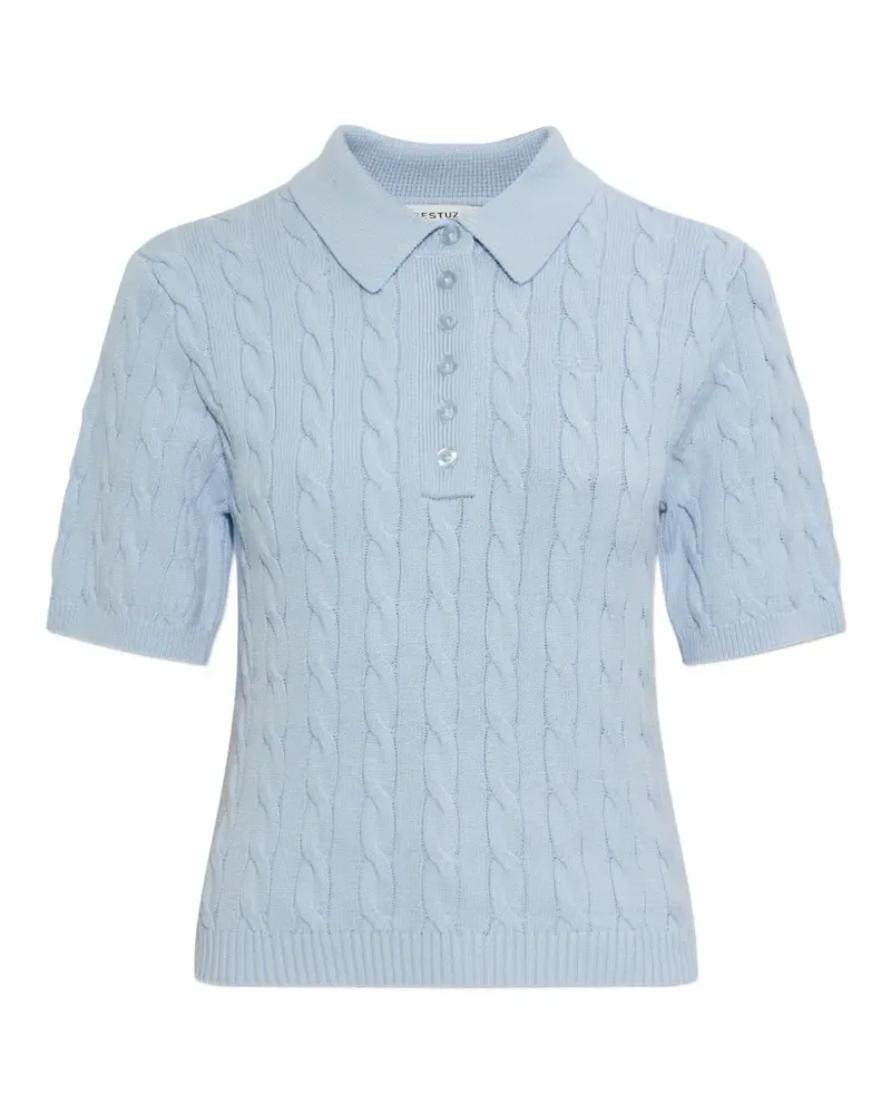 Gestuz cable-knit polo top - Blau Blau