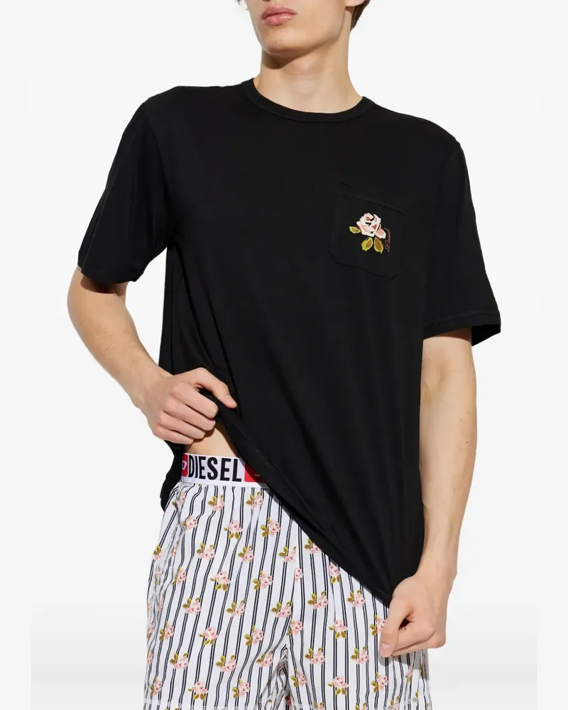 Diesel Kit-Jack-D-Core Pyjama mit Blumen-Print - Schwarz Schwarz