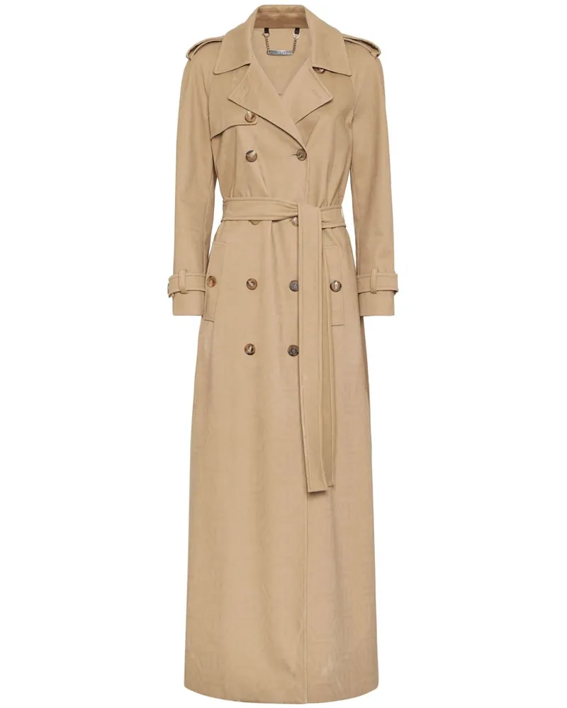Philipp Plein Langer Trenchcoat mit Monogramm - Nude Nude