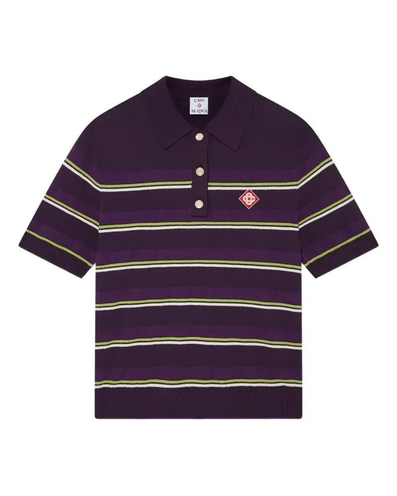 Casablanca Paris Gestreiftes Poloshirt mit Logo-Patch - Violett Violett