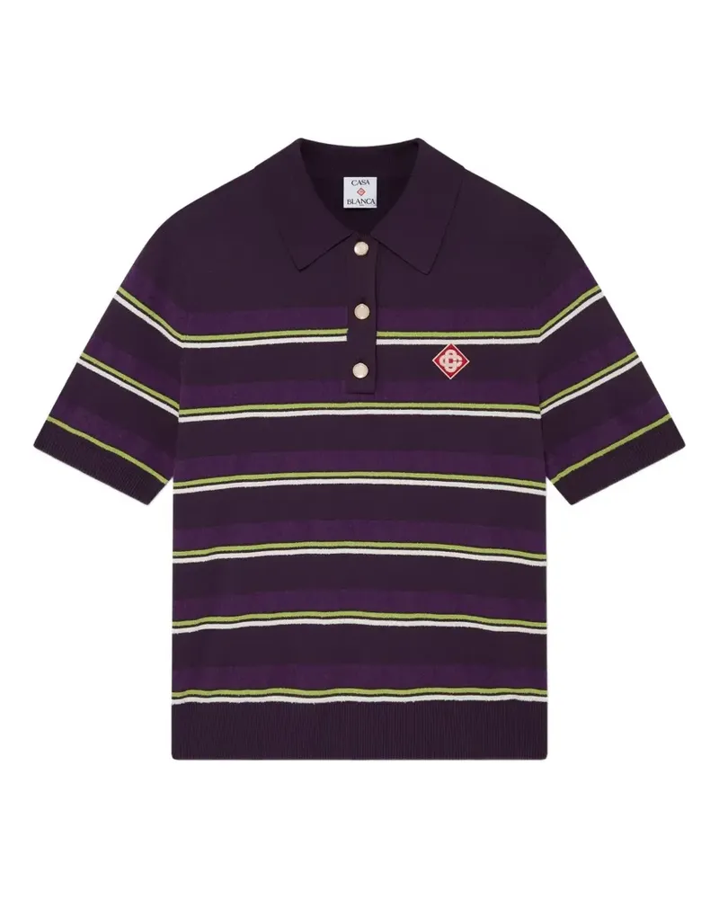 Casablanca Paris Gestreiftes Poloshirt mit Logo-Patch - Violett Violett