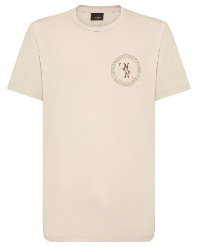 Billionaire T-Shirt mit Logo-Stickerei - Nude Nude