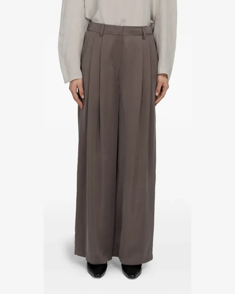 AMOMENTO two-tuck wide-leg trousers - Braun Braun