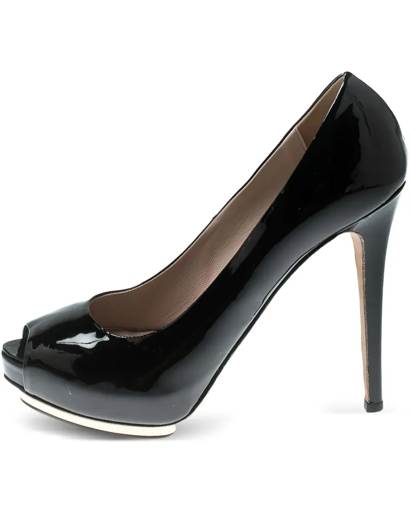 Le Silla Pre-owned Peeptoe-Pumps aus Lackleder - Schwarz Schwarz