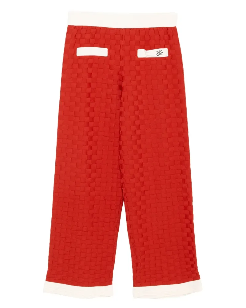 Karl Lagerfeld Strickhose mit Kontrastbund - Rot Rot