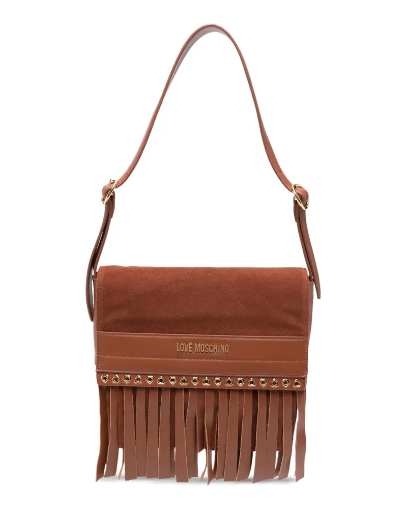 Moschino Schultertasche aus Leder mit Fransen - Braun Braun