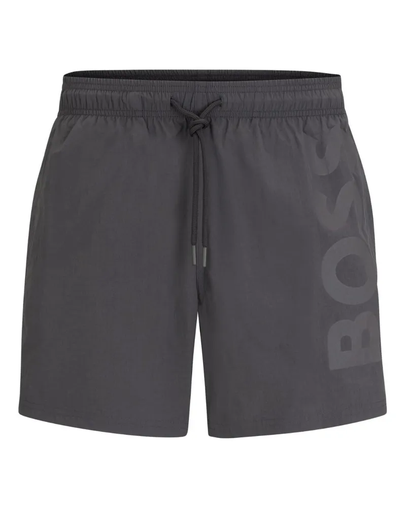 HUGO BOSS Badeshorts mit Logo-Print - Grau Grau