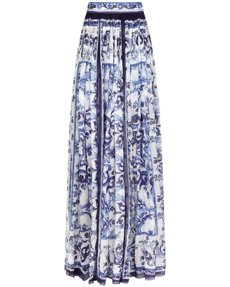 Dolce & Gabbana Maxirock mit Majolica-Print - Blau Blau