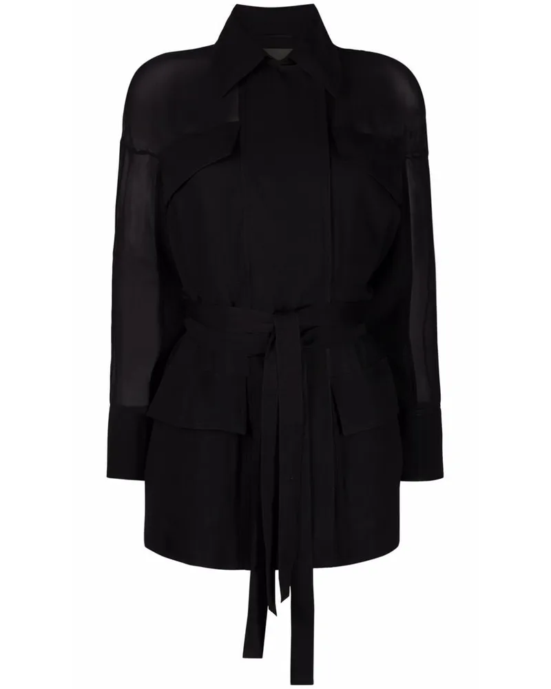 Ferragamo Hemdjacke mit Bindegürtel - Schwarz Schwarz