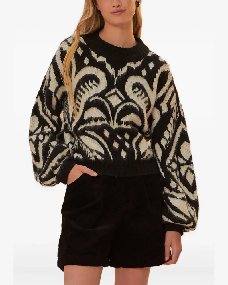 FARM Rio Gemusterter Pullover - Schwarz Schwarz