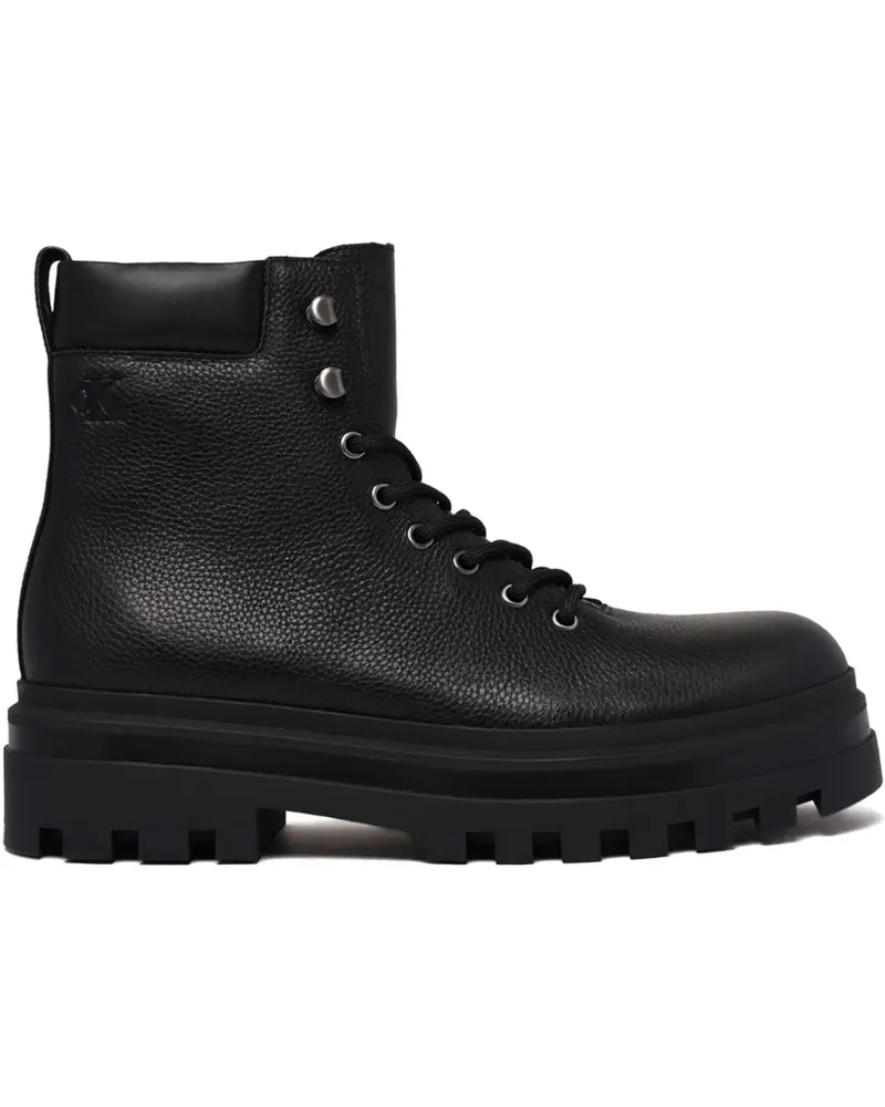 Calvin Klein Schnürstiefel aus Leder - Schwarz Schwarz