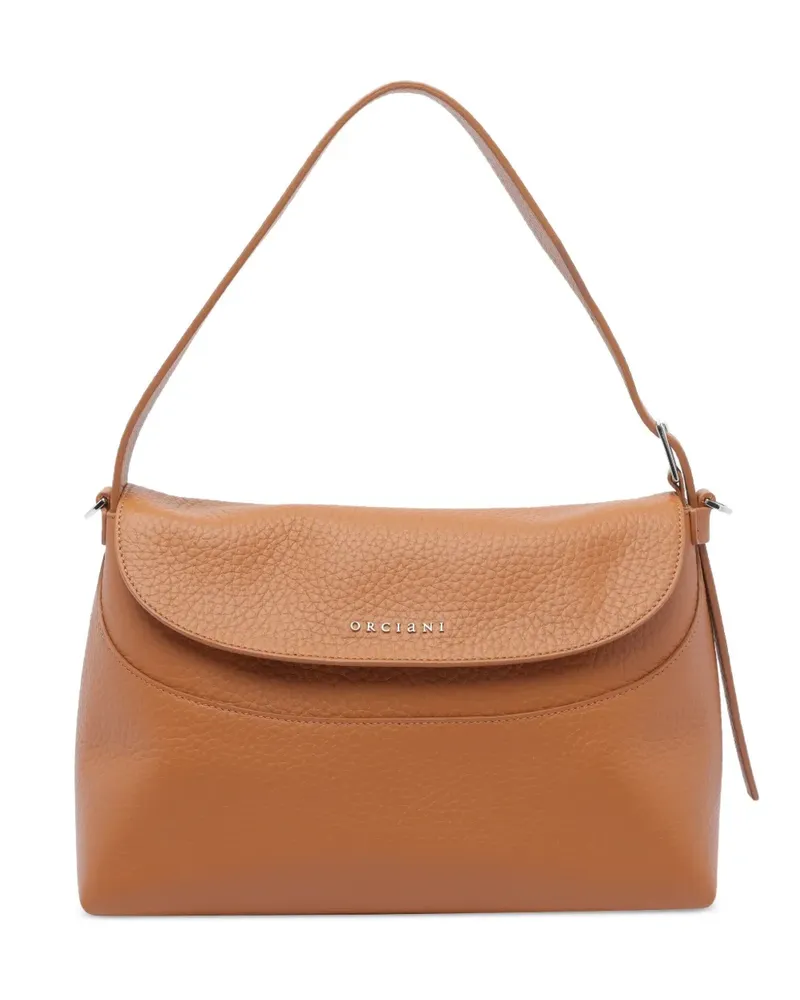 Orciani Strukturierte Schultertasche mit Klappe - Braun Braun