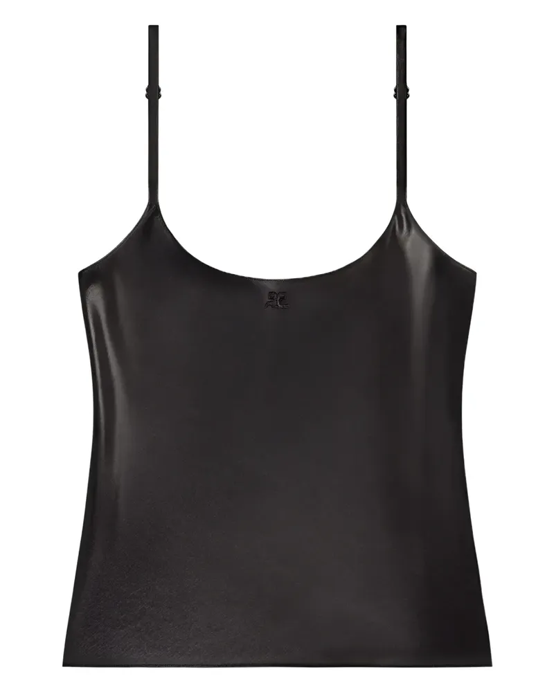 Courrèges Top mit Logo - Schwarz Schwarz