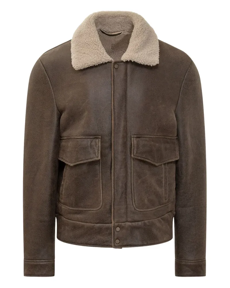 Salvatore Santoro Lederjacke mit Shearling-Kragen - Braun Braun