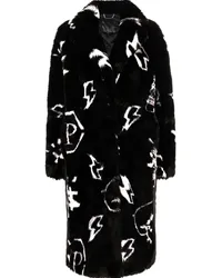 Philipp Plein Mantel aus Faux Fur Schwarz