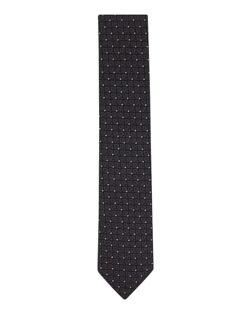 Ermenegildo Zegna Geometrisch gemusterte Krawatte - Schwarz Schwarz